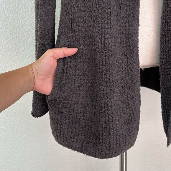 Barefoot Dreams Cozychic Lite Charcoal Gray Open Front Cardigan, Sz Medium - Picture 6 of 13